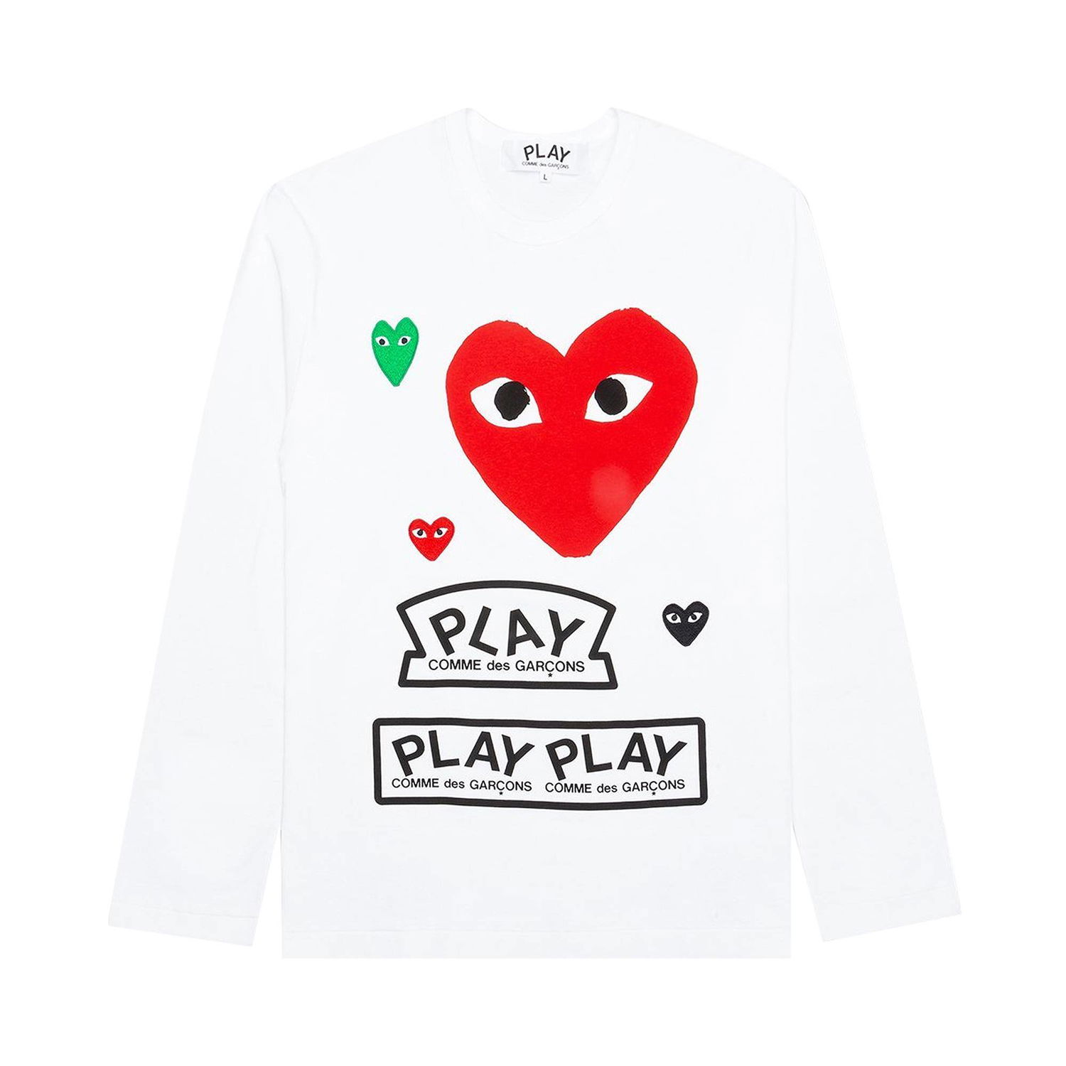 Tričko Comme des Garçons PLAY Multi Logo Long-Sleeve T-Shirt Biela | AZ T284 051 1, 1