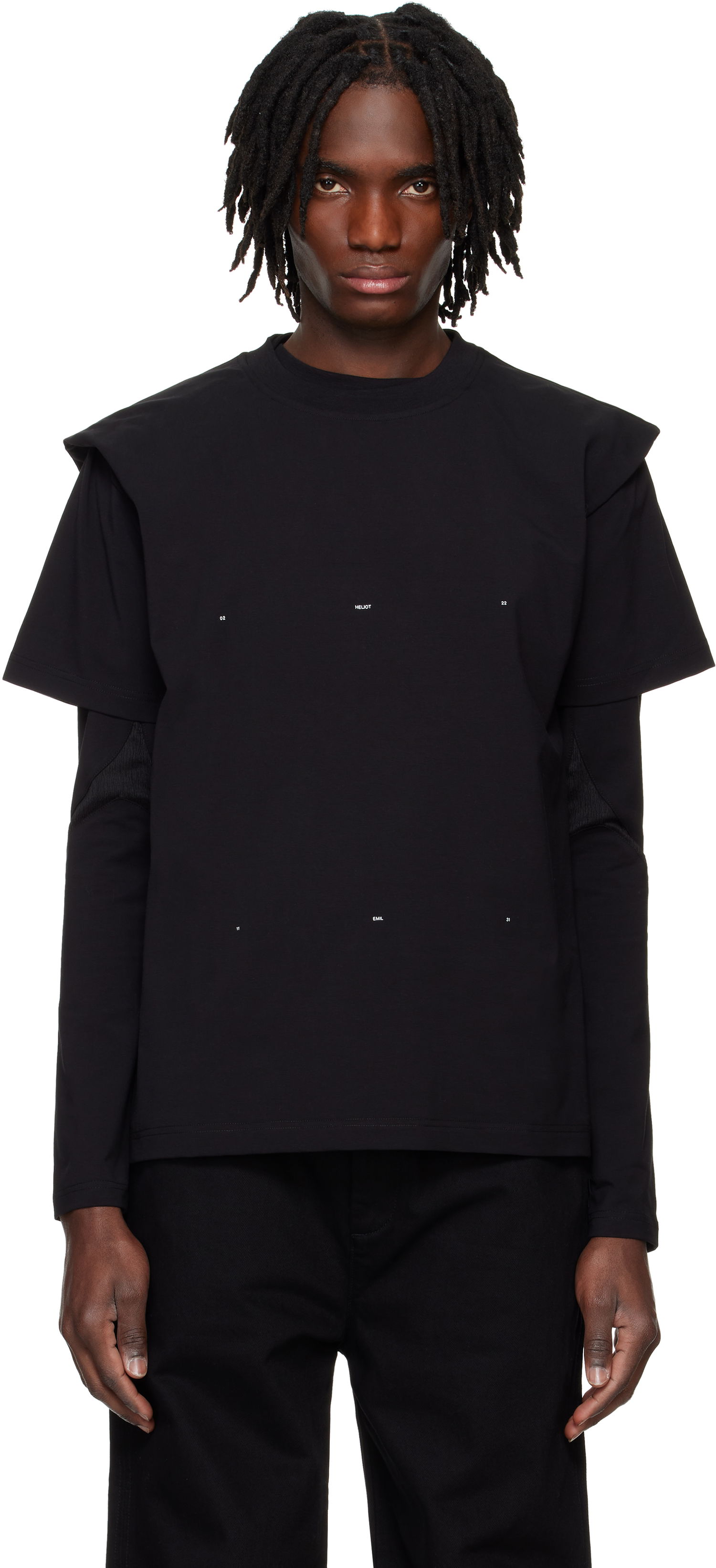 Tričko HELIOT EMIL HELIOT EMIL Outline Logo Layered T-Shirt Čierna | PRESS25_M_09_089_BLK01_CO, 0