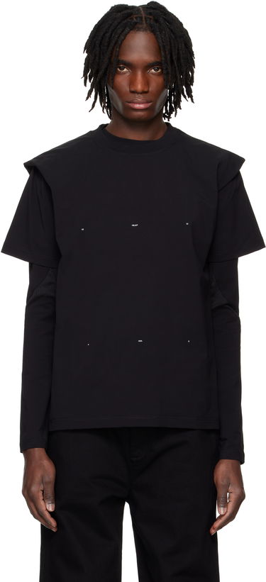 Tričko HELIOT EMIL HELIOT EMIL Outline Logo Layered T-Shirt Čierna | PRESS25_M_09_089_BLK01_CO, 0
