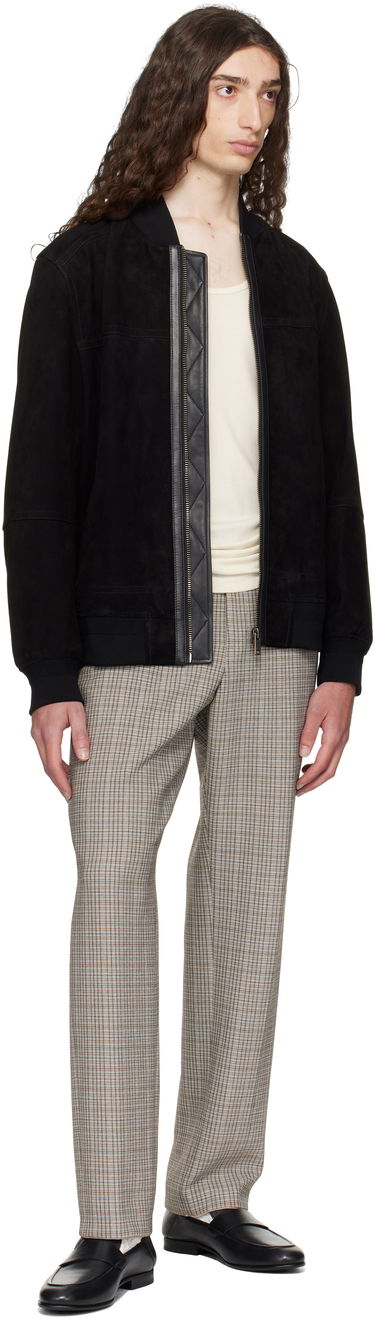 Nohavice BOSS BOSS Relaxed-Fit Checked Stretch Trousers Hnedá | 50546061, 3