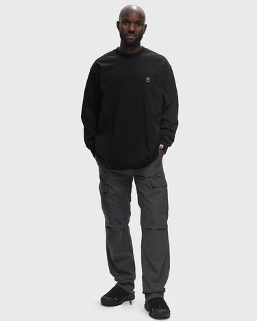 Tričko BAPE ONE POINT APE HEAD Relaxed Fit Longsleeve T-Shirt Čierna | 001LTK801305MBLK, 1