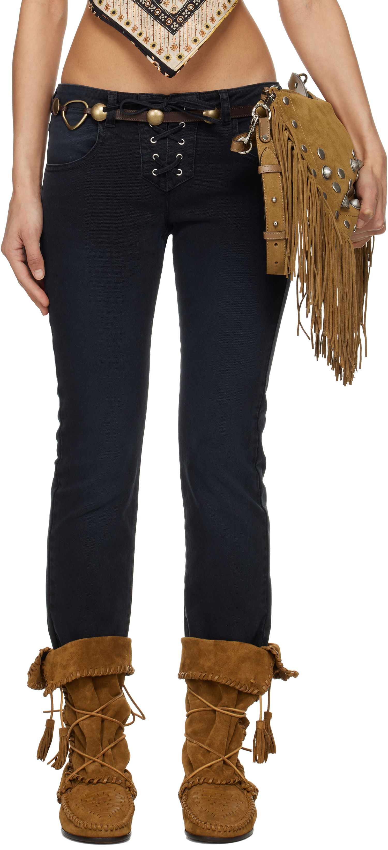 Džínsy ISABEL MARANT Isabel Marant Vanel Lace-Up Jeans Čierna | PA0544FB-C2H02I, 0