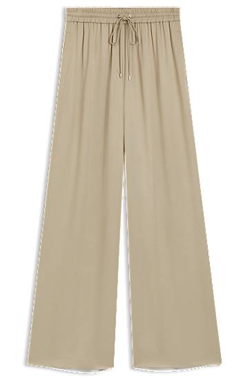 Nohavice BOSS Relaxed-Fit Satin Trousers Béžová | 50541835, 0