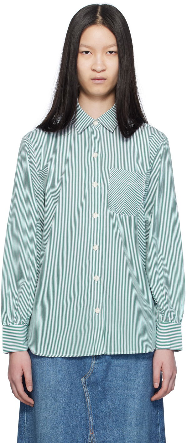 Košeľa rag & bone Rag & Bone Maxine Striped Shirt Zelené | WAW23SA041ZE41, 0