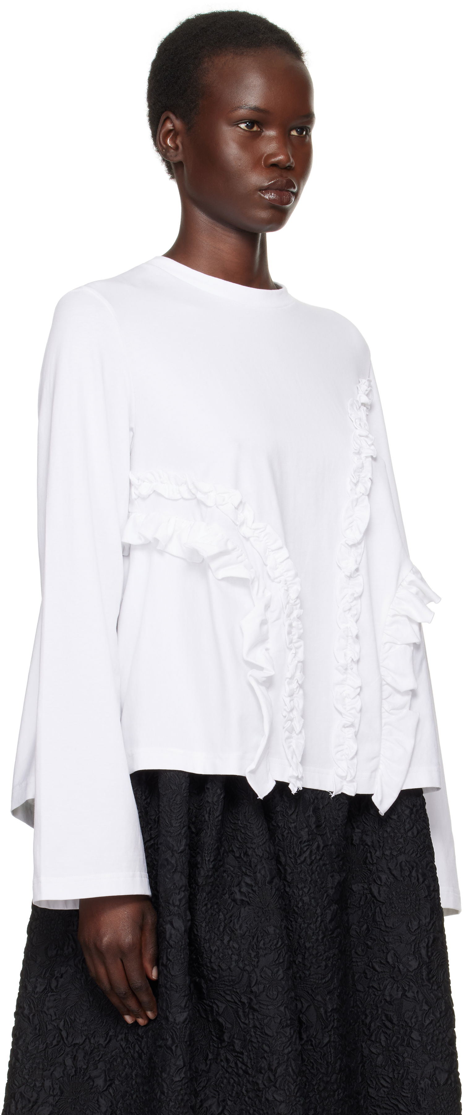 Sveter Cecilie Bahnsen Cecilie Bahnsen Alva Ruffle Sweatshirt Biela | 4.24RTW11004 ALVA T-SHIRT, 1