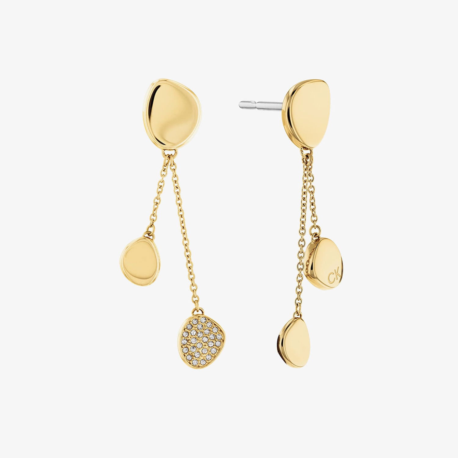 Náušnice CALVIN KLEIN Irregular Shape Dangle Earrings with Crystal Accents Žltá | 35000212, 1