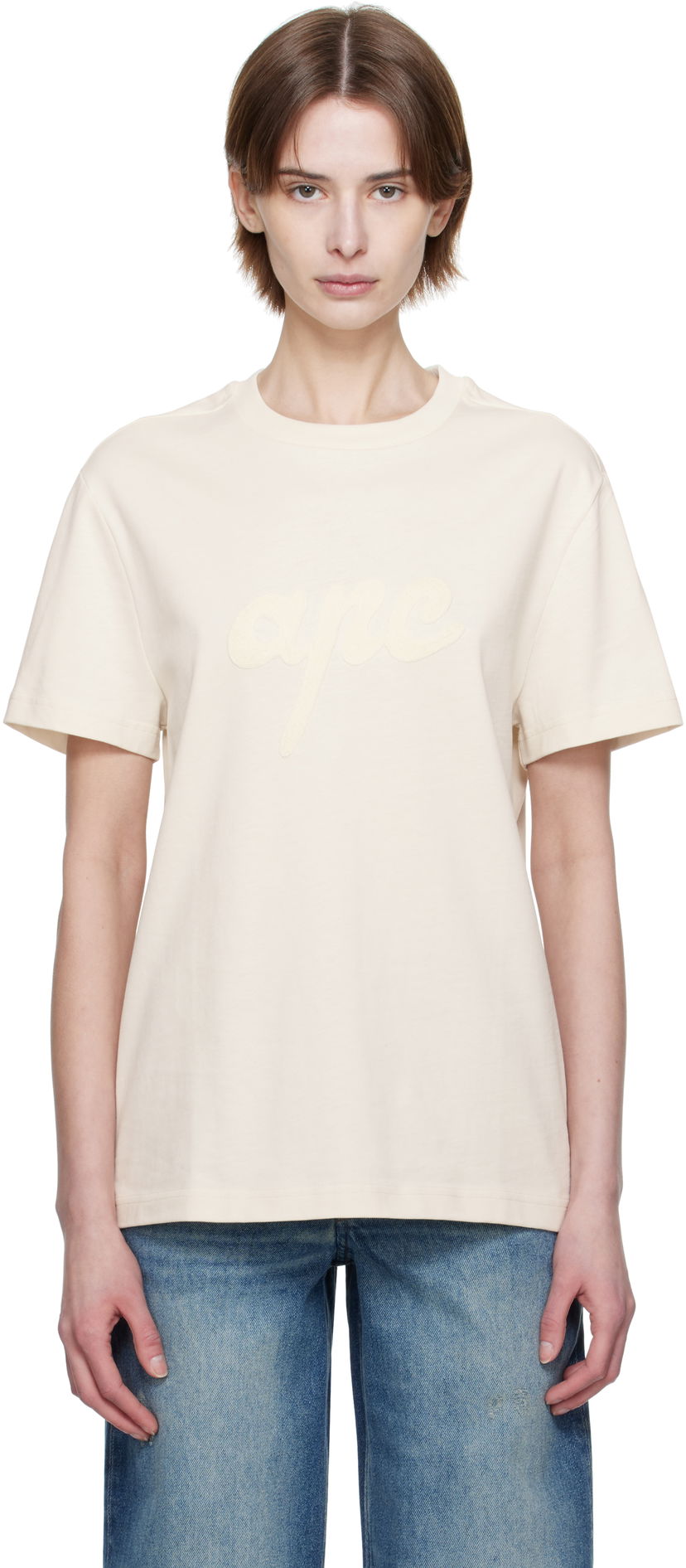 Tričko A.P.C. Lenny Embossed Logo T-shirt Béžová | COHGS-M26504