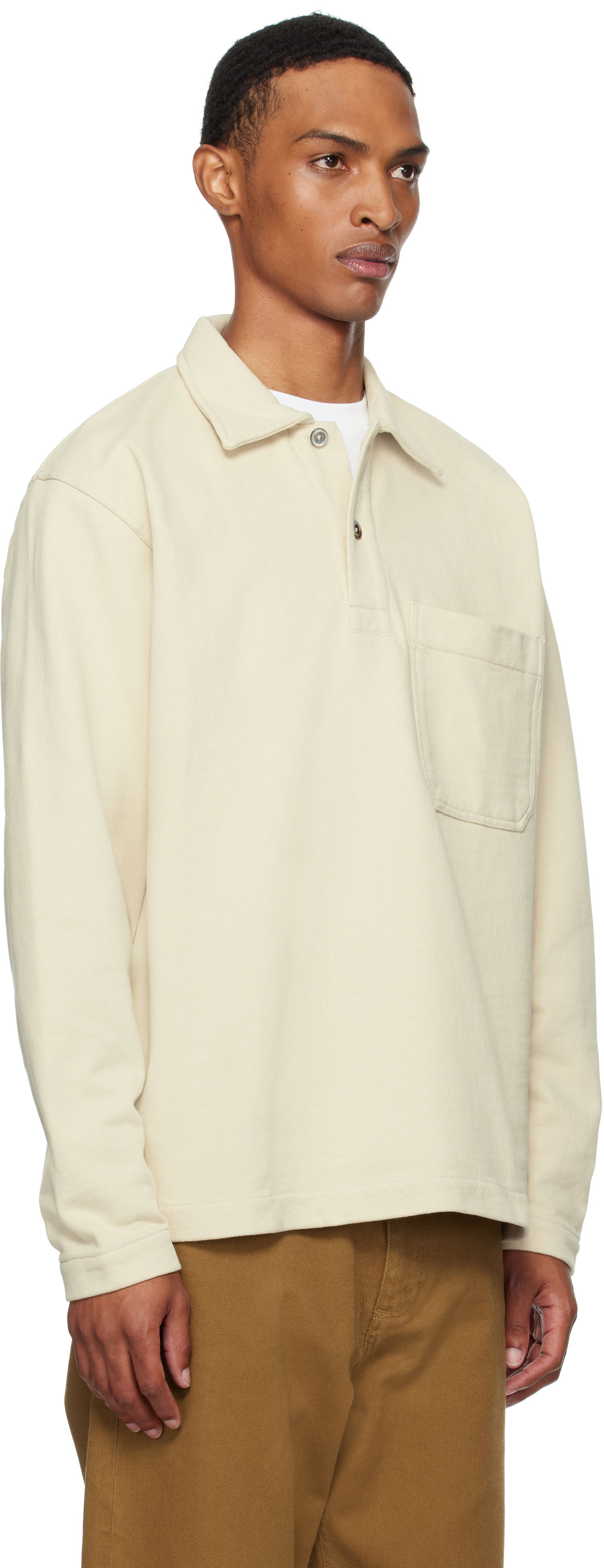 Polo tričko NORSE PROJECTS Norse Projects Fraser Relaxed Organic Loopback Long Sleeve Polo Béžová | N20-1377, 1