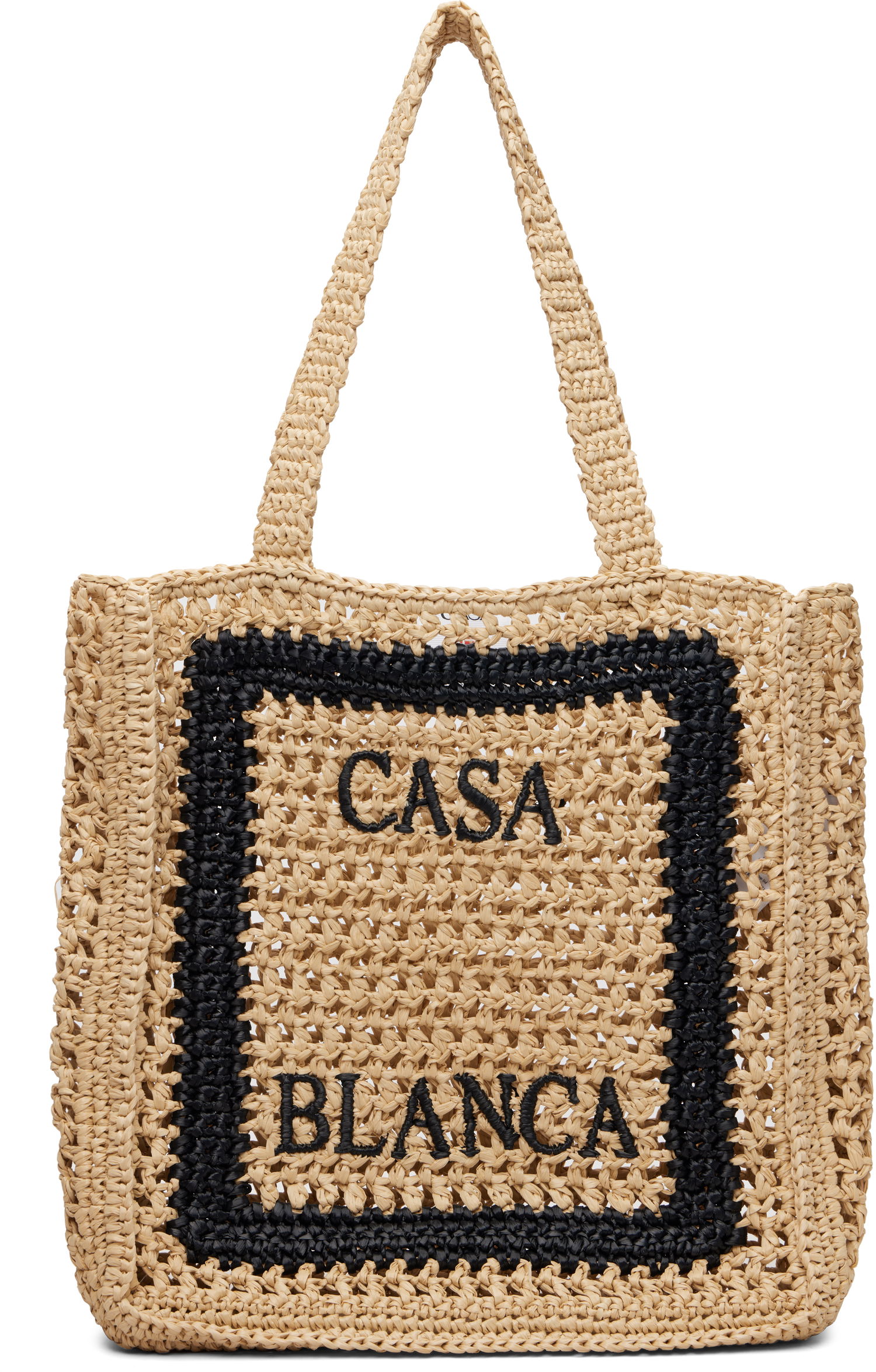 Tote bag Casablanca Casablanca Logo Raffia Tote Béžová | A-SP26-BAG-175-01, 0