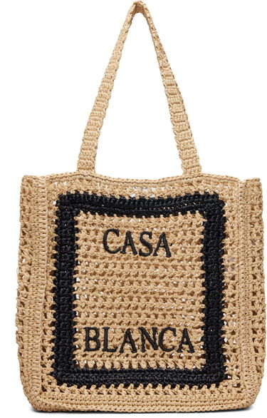 Tote bag Casablanca Casablanca Logo Raffia Tote Béžová | A-SP26-BAG-175-01, 0