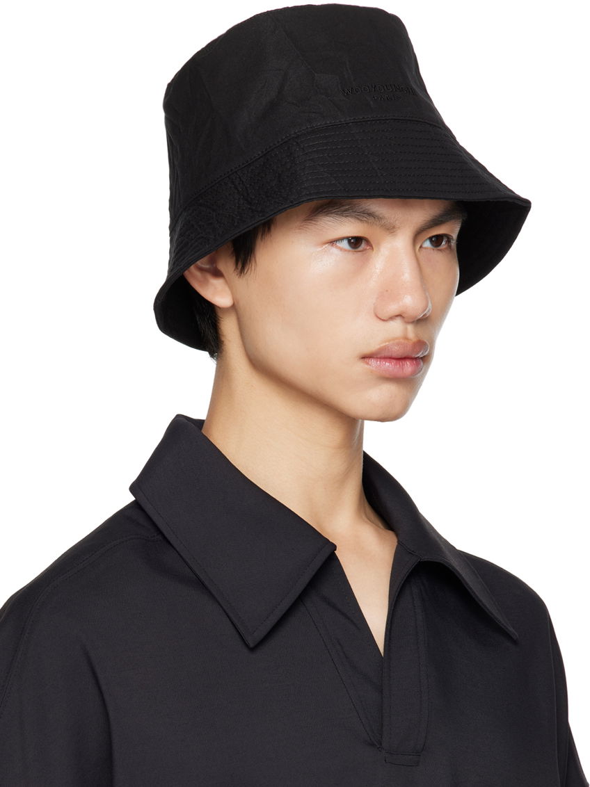 Klobúk WOOYOUNGMI Crinkle Bucket Hat Čierna | W231AC53, 1