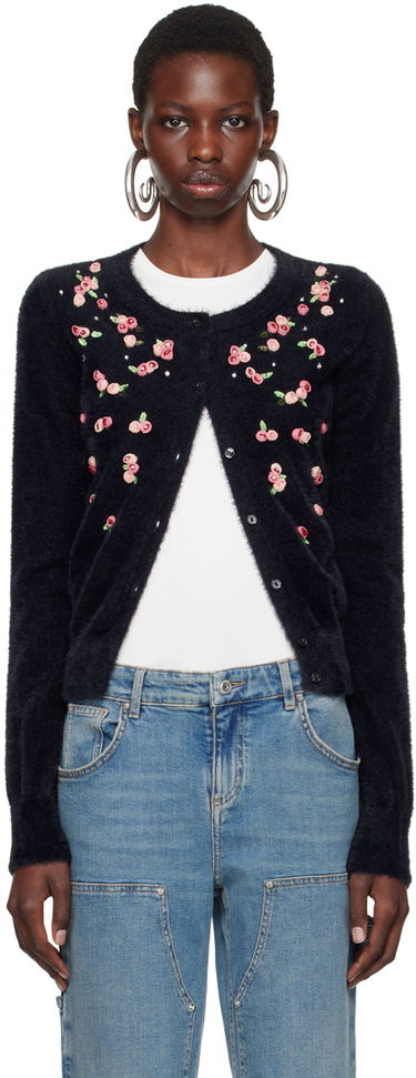 Sveter Blumarine Embroidered Rose Cardigan Modrá | A422M485A, 0