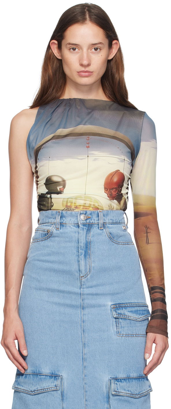 Tričko GCDS Creatures One-Shoulder T-Shirt Rôznofarebný | A2CW2801TE3, 0