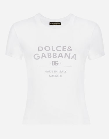 Tričko Dolce & Gabbana Jersey T-shirt With Lettering Biela | F8U48TGDB6WW0800, 0