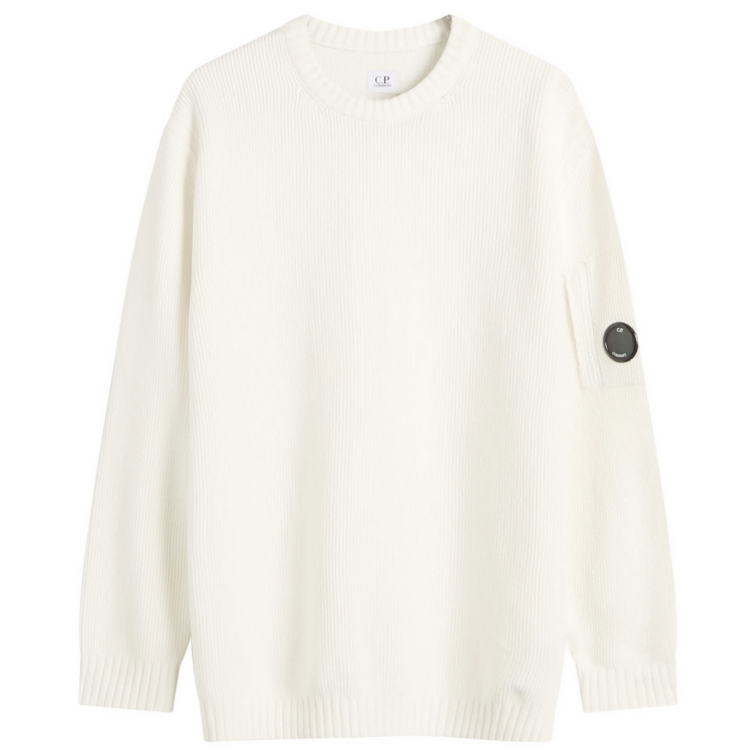 Sveter C.P. Company Chenille Ribbed Knit Jumper, Size Large Biela | 19CMKN017A-005558G-103, 0
