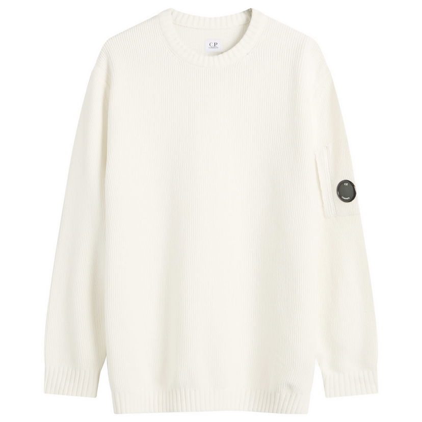 Sveter C.P. Company Chenille Ribbed Knit Jumper, Size Large Biela | 19CMKN017A-005558G-103