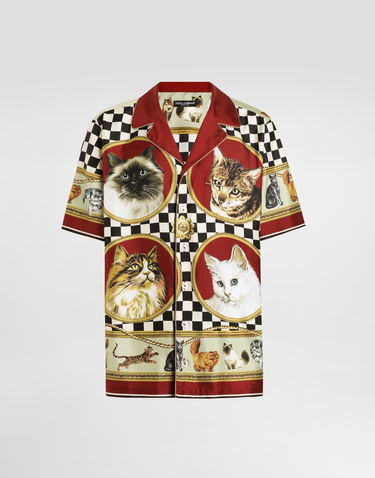 Košeľa Dolce & Gabbana Dolce & Gabbana Cat Print Silk Shirt Rôznofarebný | G5LH3THI1VVHH5ID, 0