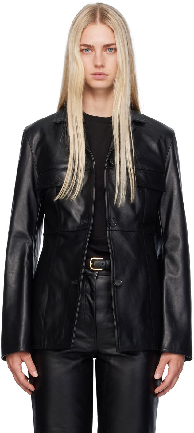 Bunda TOTEME TOTEME Hourglass Leather Jacket Čierna | 243-WRO0126-LE0065, 0