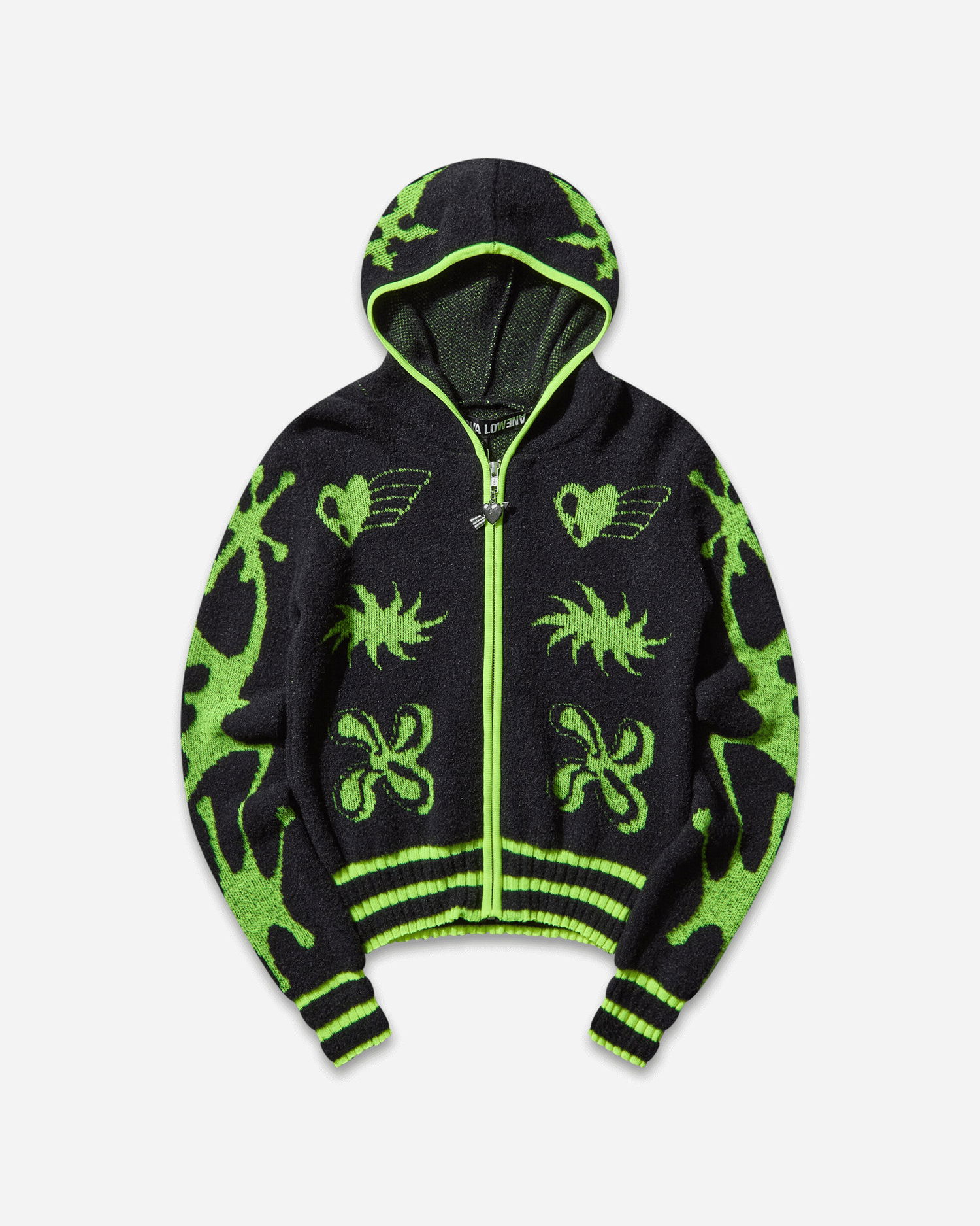 Sveter Chopova Lowena Neon Cartoon Knit Cardigan Čierna | 5257 BLCKYLLW, 1