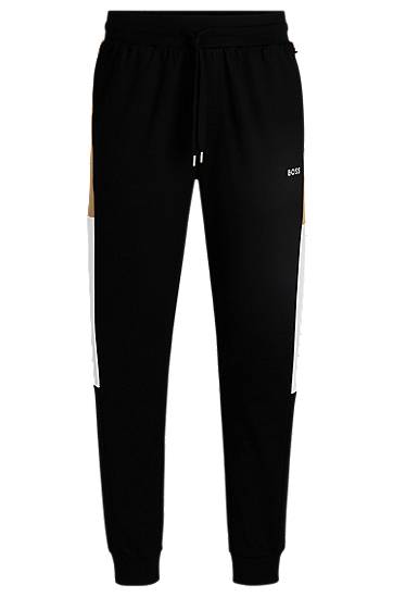 Tepláky BOSS BOSS Cotton-Terry Tracksuit Bottoms with Contrast Side Panels Čierna | 50535786, 0