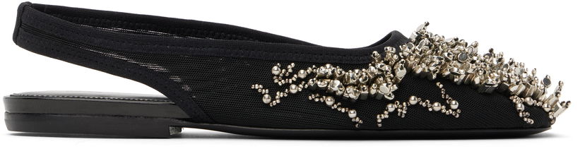 Doplnky Dries Van Noten Dries Van Noten Embellished Mesh Slingback Ballerinas Čierna | WS251-1617-800