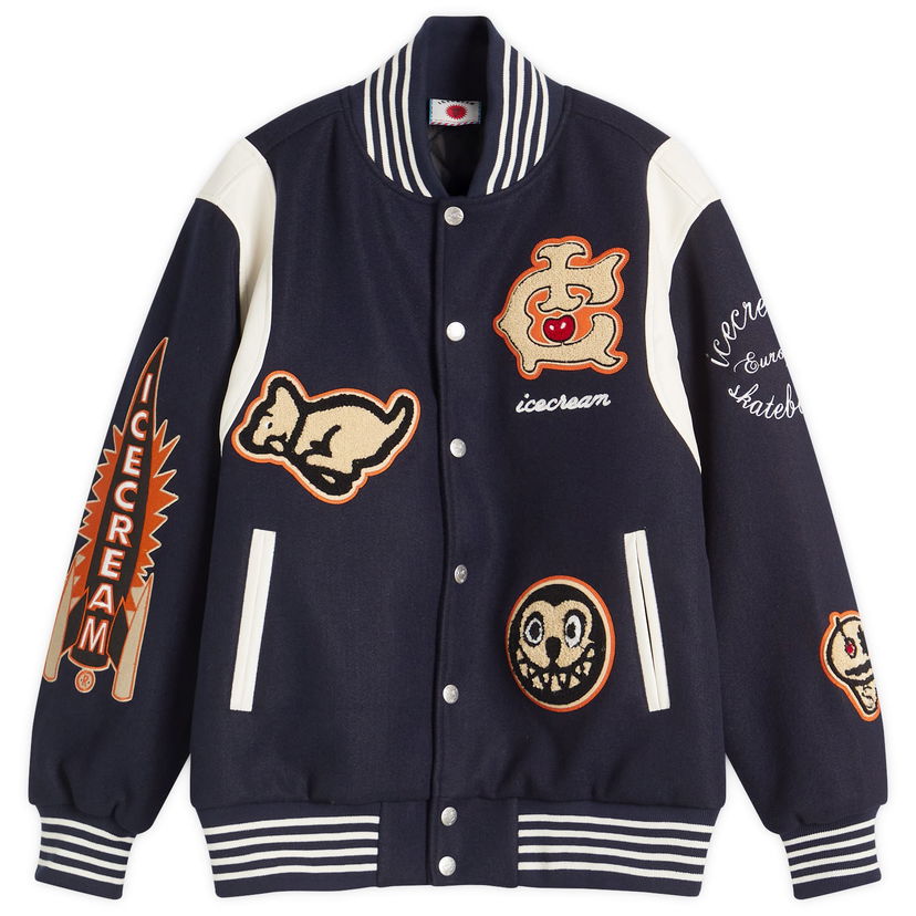 Bomber bunda BBC IceCream ICECREAM Collegiate Patch Varsity Jacket Navy | IC25202-NVY