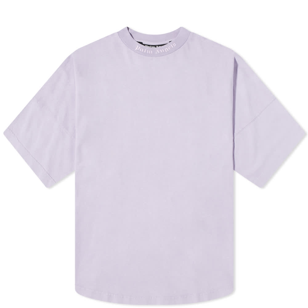 Tričko Palm Angels Garment Dyed Mock Neck Oversized Logo Tee Fialová | PMAA002F21JER0033601, 0