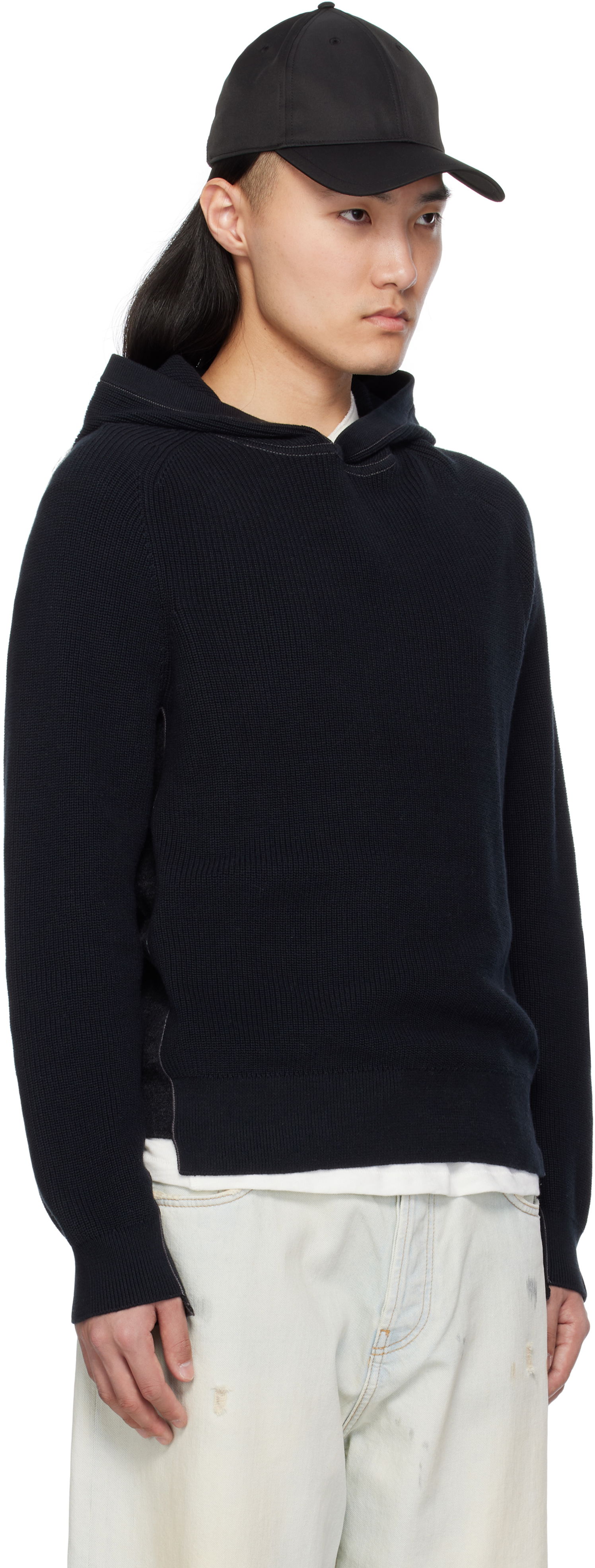 Sveter rag & bone rag & bone Gabe Spliced Hoodie Navy | MBS25S026SD26, 1