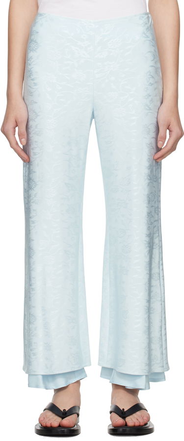 Nohavice Jil Sander Jil Sander Fluid Viscose Flower Jacquard Trousers Modrá | J03KA0308_J20297, 0