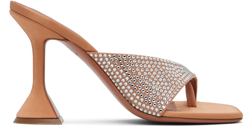 Starostlivosť o obuv Amina Muaddi Amina Muaddi Shiona 95 Crystal-Embellished Heeled Thong Sandals Ružová | SHIONA CRYSTAL SLIPPER