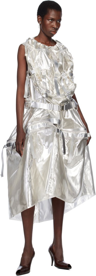 Šaty Junya Watanabe Junya Watanabe Glitter Organdy Midi Dress Biela | JO-O025-051-1, 3