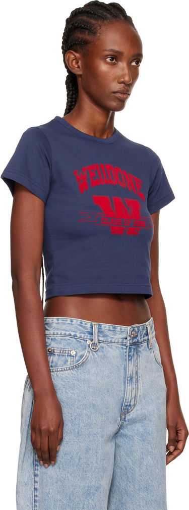 Crop Top We11done We11done Slim-Fit Crop T-Shirt Modrá | WD-TT2-25-749-W-NV, 1