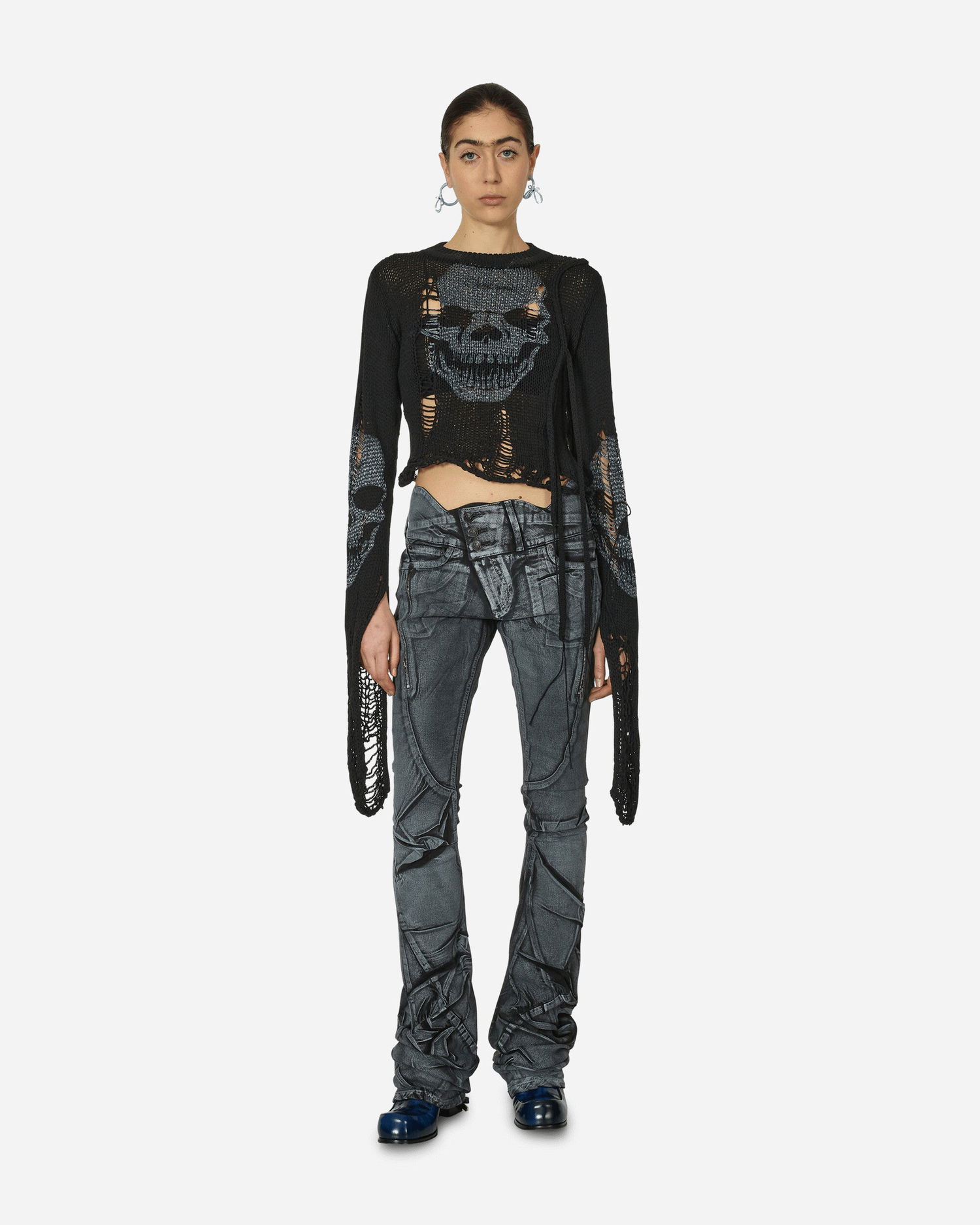 Sveter Ottolinger Distressed Skull Knit Sweater Čierna | 708203 BLACK, 0