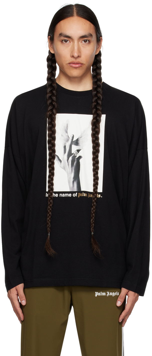 Tričko Palm Angels Black Wings Long Sleeve Čierna | PMAB041F23JER0011001, 0