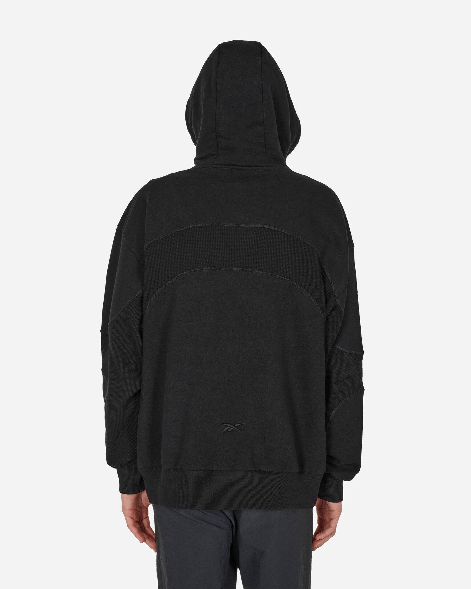 Waffle Pattern Logo Hoodie Black