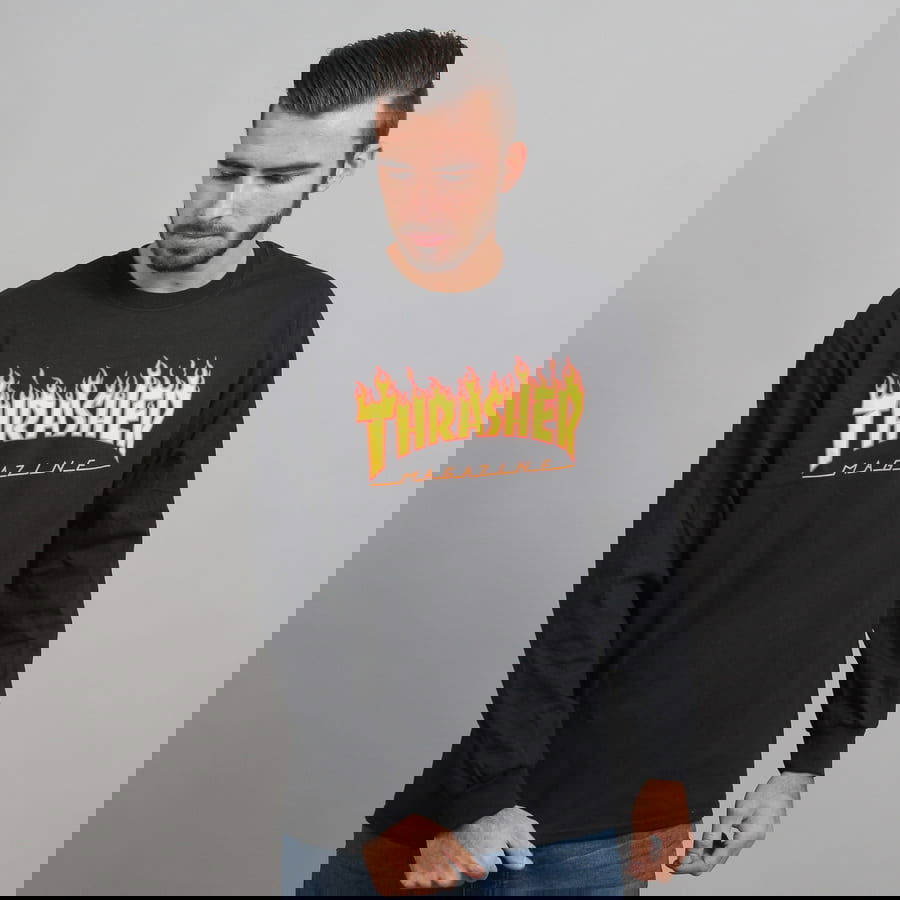 Tričko Thrasher Flame Logo Tee Čierna | 024771, 0