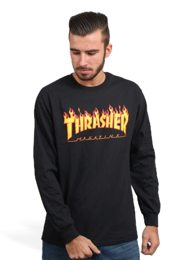 Tričko Thrasher Flame Logo Tee Čierna | 024771