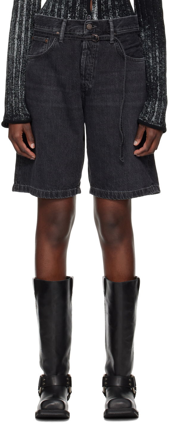 Šortky Acne Studios Cinch Denim Shorts Čierna | CE0048-, 0