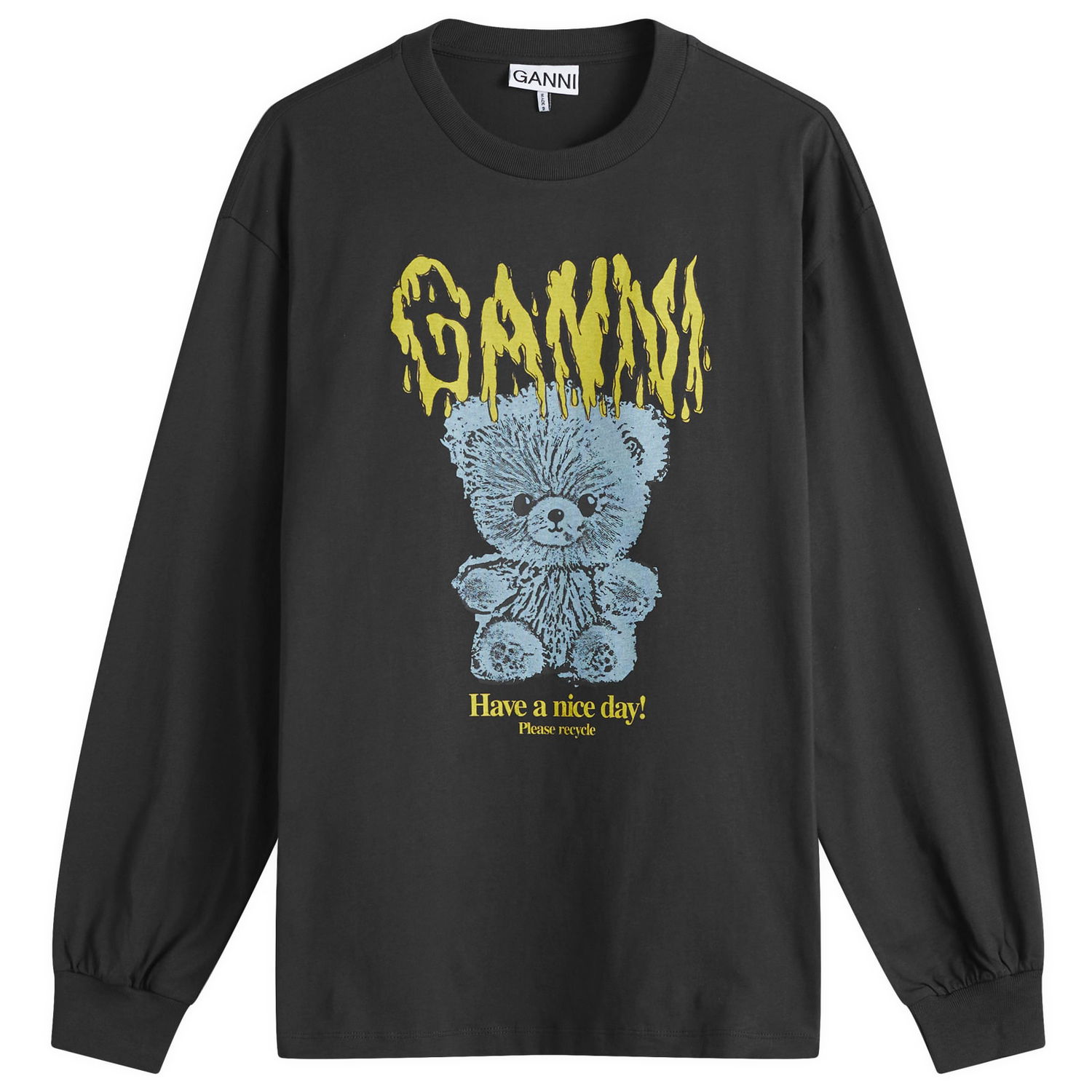 Tričko GANNI GANNI Teddy Long Sleeve T-Shirt Čierna | T4293-252, 0