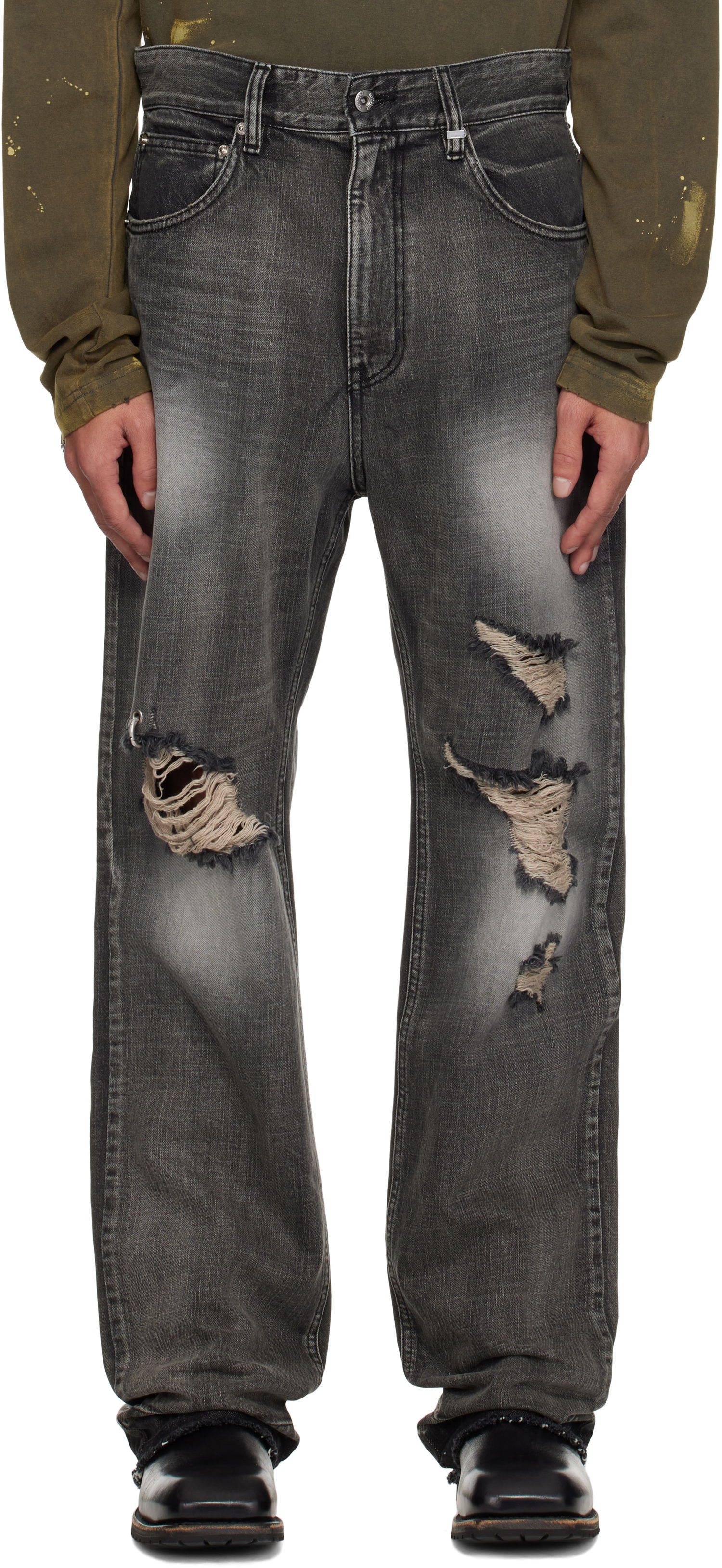 Džínsy We11done We11done Ripped Jeans Šedá | WD-DP1-25-339-M-BK, 0