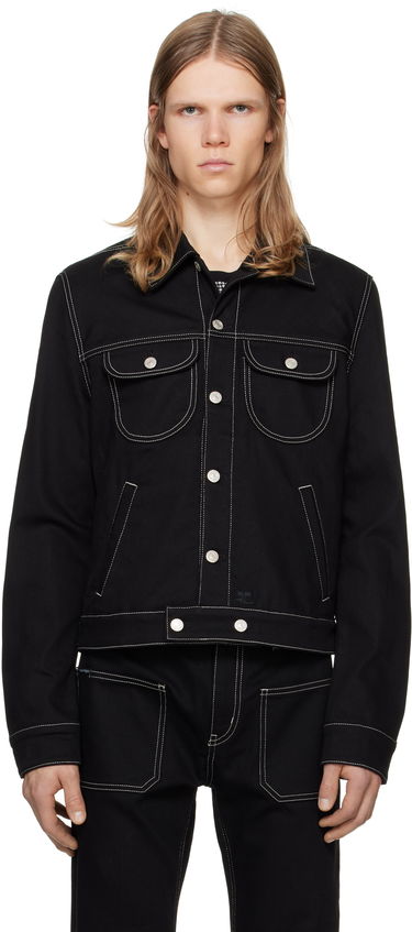 Bunda Courrèges Topstitched Denim Trucker Jacket Čierna | 123DBL024DE0020, 0