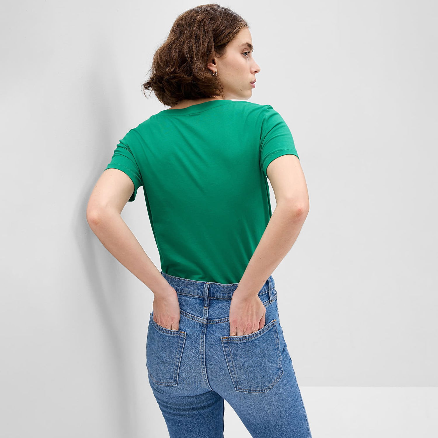 Tričko GAP T-Shirt Basic V-Neck Tee Lovely Emerald Zelené | 740140-50, 1