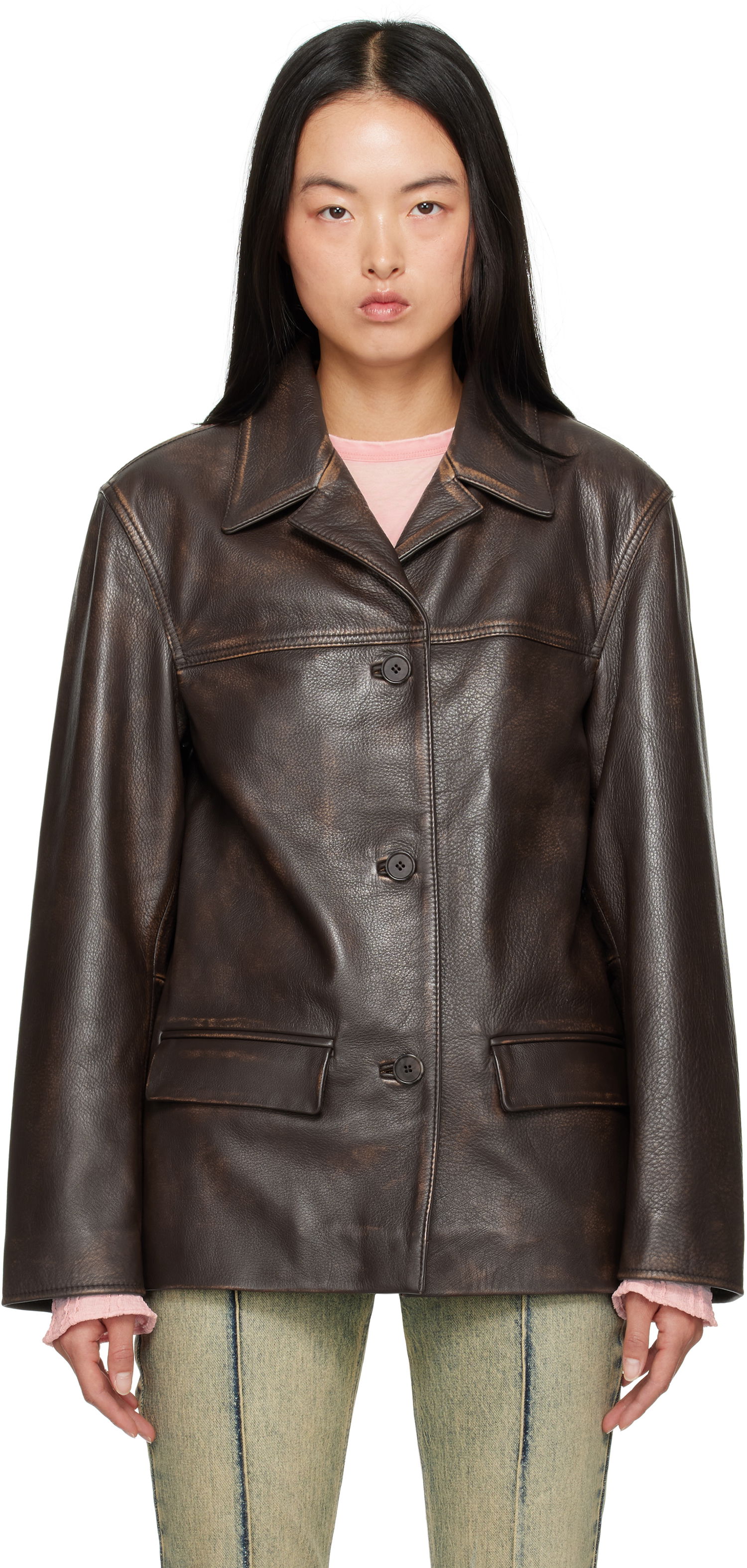 Bunda GUESS Vintage Leather Jacket Hnedá | W4BN38L0U80, 0