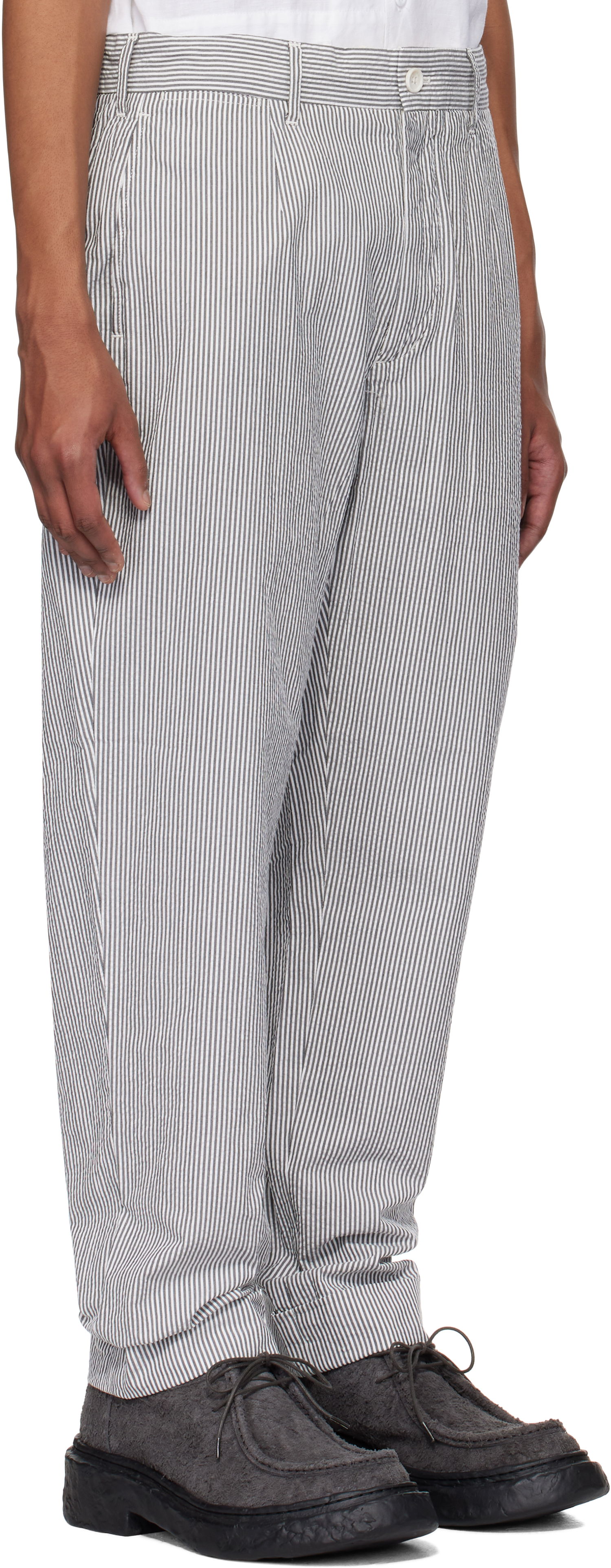 Nohavice Engineered Garments Engineered Garments Andover Striped Trousers Biela | 25S1F001, 1