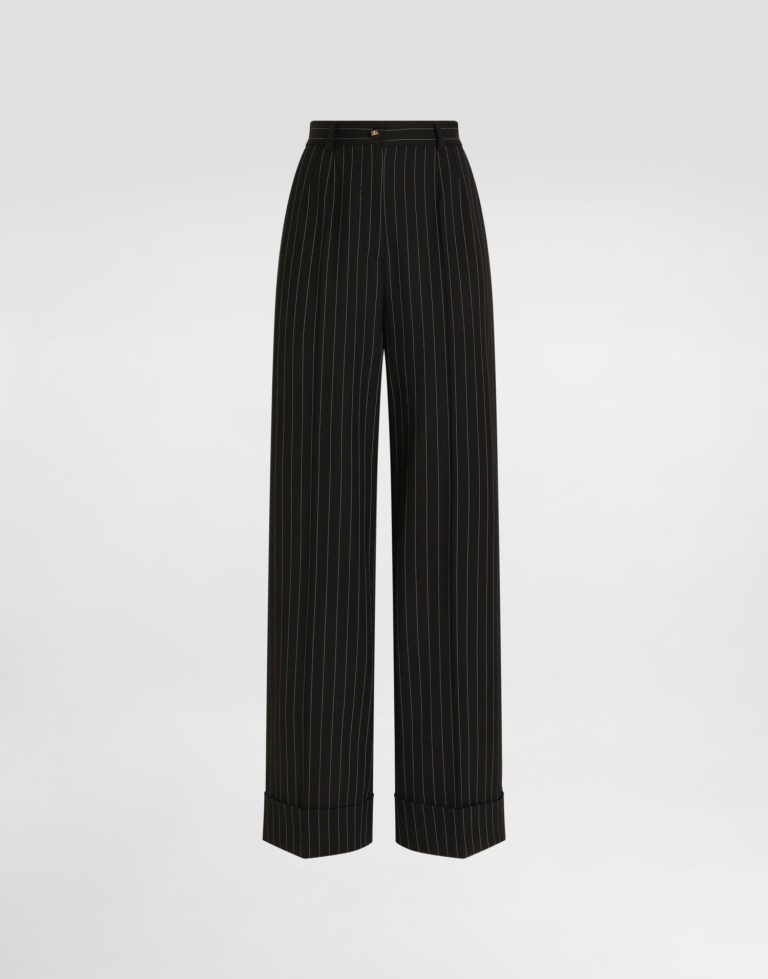 Nohavice Dolce & Gabbana Dolce & Gabbana Pinstripe Bi-stretch Wool Trousers Čierna | FTBM0TFRBC0S8051, 0