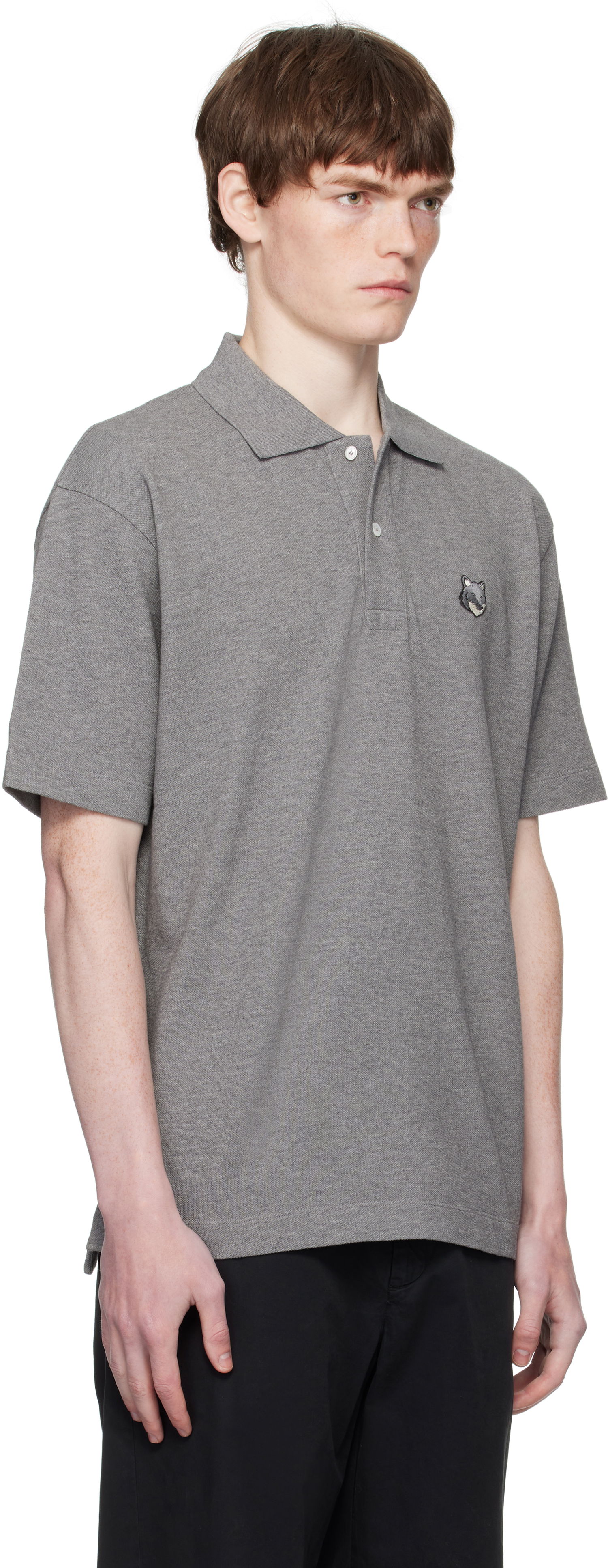 Polo tričko MAISON KITSUNÉ Maison Kitsuné Fox Head Patch Polo Šedá | PM00210KP0001, 1