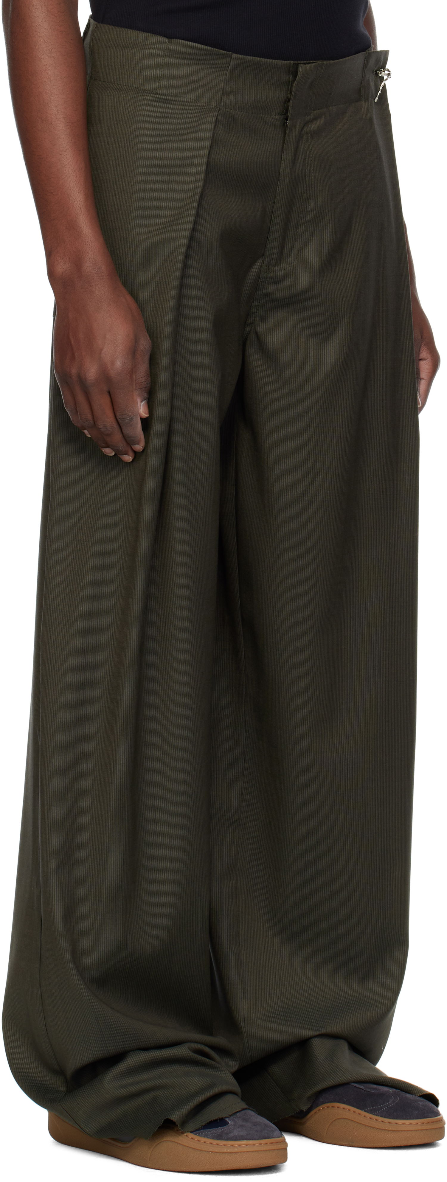 Nohavice Serapis Serapis Jewel Rudder Wide-Leg Trousers Zelené | SS25_RP_1, 1