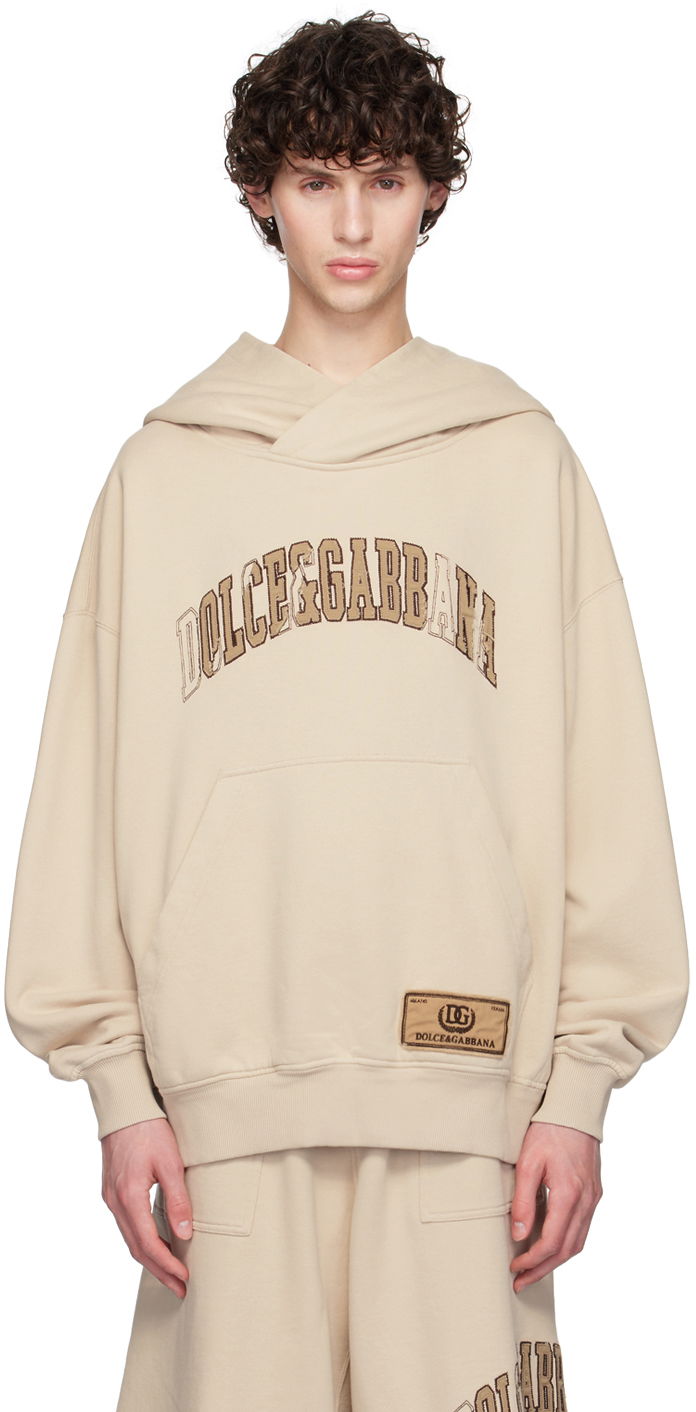 Mikina Dolce & Gabbana Embroidered Logo Hoodie Béžová | G9AKPZG7NQI, 0