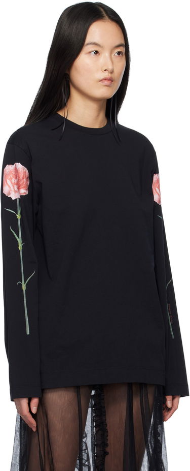 Tričko Simone Rocha Simone Rocha Carnation Print Long Sleeve T-Shirt Biela | 5194P32P32A-W 0569, 4