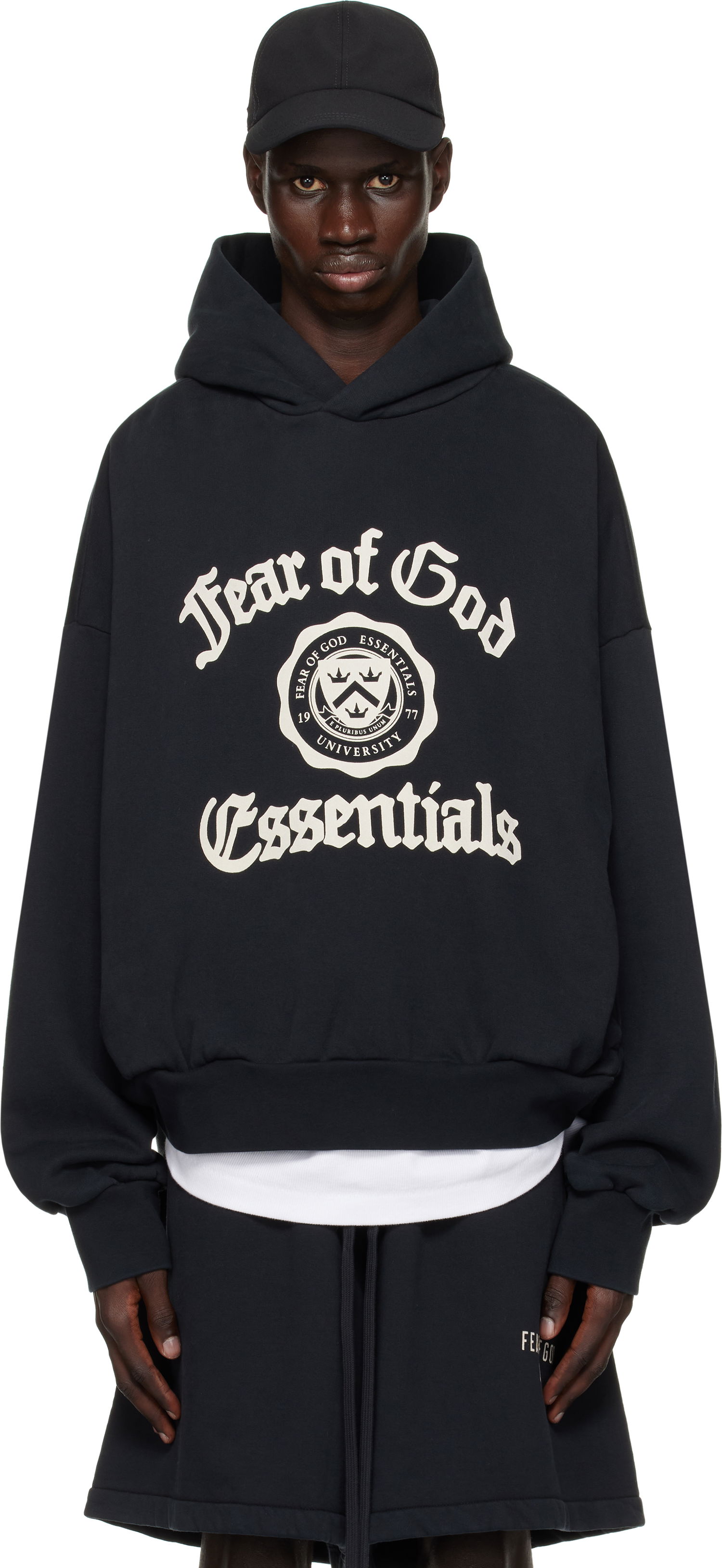 Mikina Fear of God Fear of God ESSENTIALS Heavy Fleece Vintage Shrunken Hoodie Čierna | 192HO246210F, 0